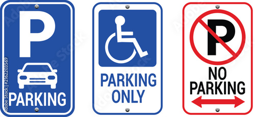 Foto Three different parking signs