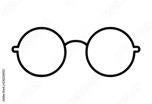 Round eyeglasses silhouette on a white background
