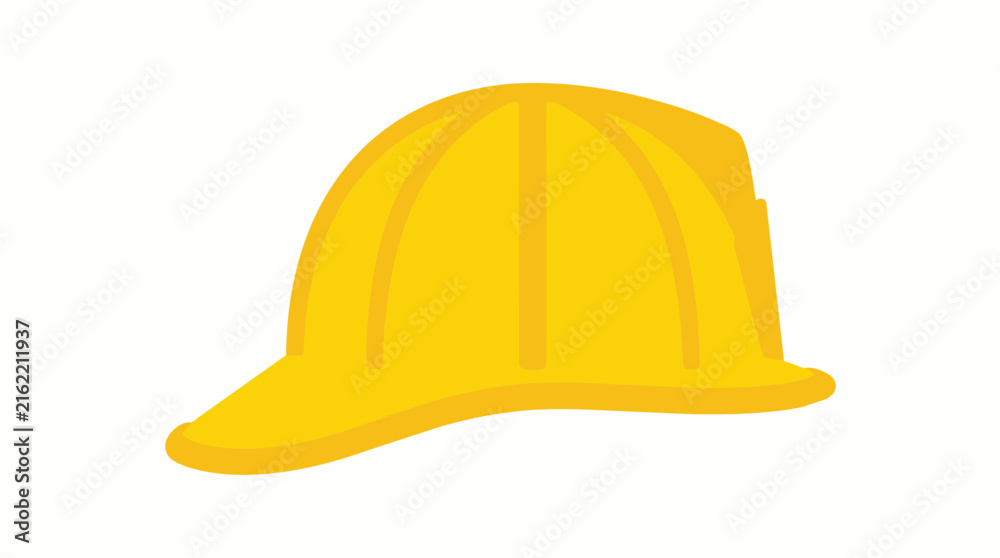 Fototapeta premium A vector illustration of a bright yellow construction safety hard hat helmet isolated on a white background for industrial work site protection