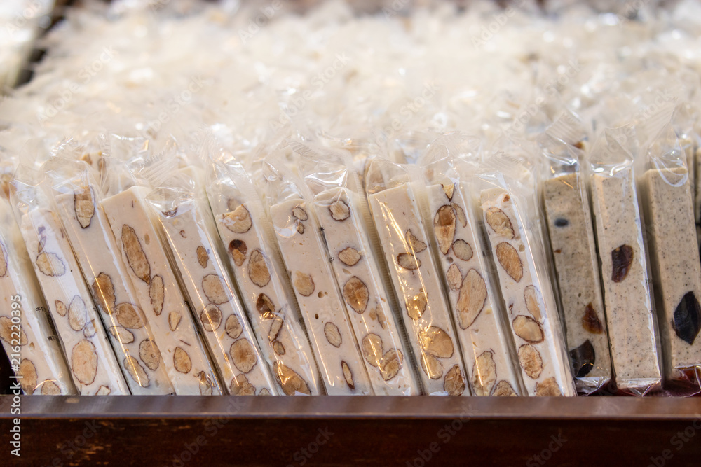 Fototapeta premium Almond Nougat Display at Lunar New Year Market