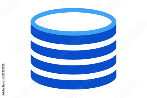 3D blue database icon stack with glossy reflection for IT and cloud storage design