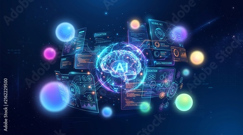 Artificial Intelligence Glowing Brain Neural Network Visualization