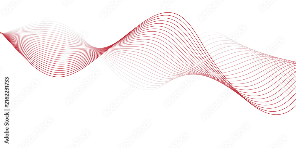 Fototapeta premium Elegant Red Gradient Flowing Wave Line Background with Smooth Abstract Digital Curves