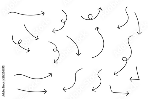 Hand drawn doodle arrows set