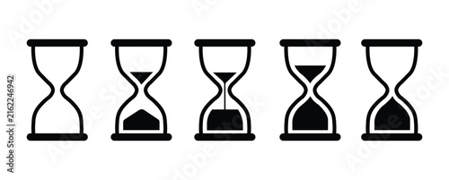 Hourglass countdown timer icon set – time progress and sand clock vector collection