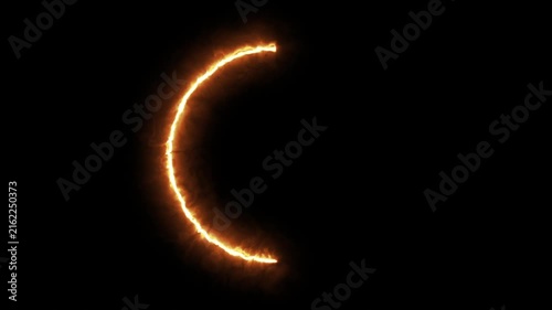 Glowing fire energy circle reveal and loading animation motion graphics video