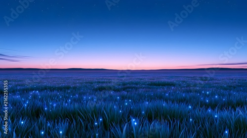 Glowflies in a Grass Field at Twilight