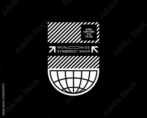 worldwide typography design with globe elements,for urban style for t-shirt