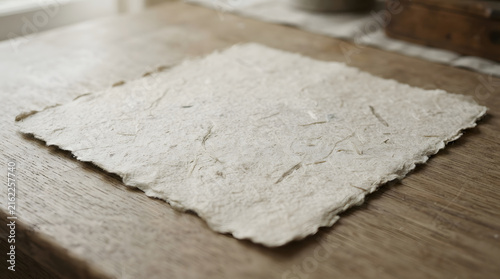 Close up of a single piece of handmade paper with a rough textured surface