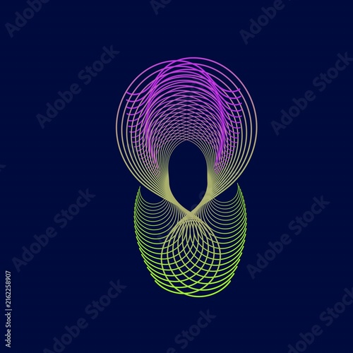 Abstract Symmetrical Infinity Line Formation in Purple, Pink and Green Neon for Modern Digital Background