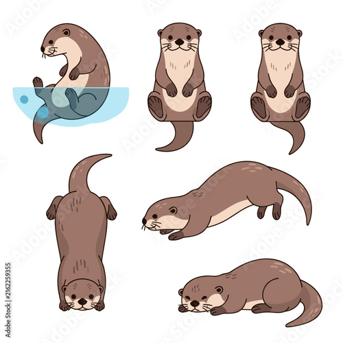 Collection of otter character sprites in various poses and actions