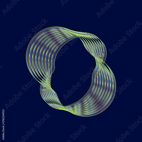 Abstract Interwoven Circular Line Loop in Subtle Multicolor Neon for Futuristic Digital Background