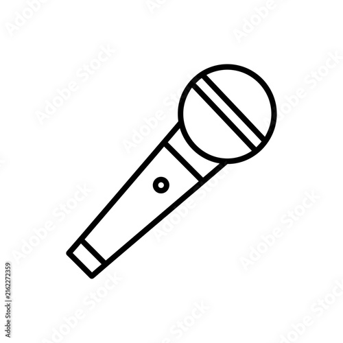Black outline icon of a simple handheld vocal microphone