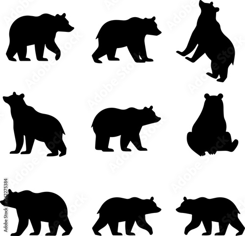 Bear Silhouette Vector I Bear Animal Silhouette I Wild Bear Silhouette Logo
