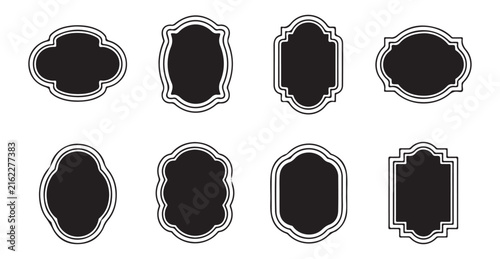 Elegant collection of retro ornamental frames and decorative label shapes isolated on white
