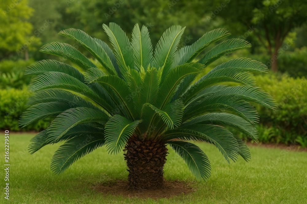 Fototapeta premium Lush cycad plant outdoors.