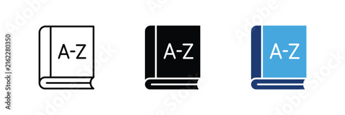 Photography Encyclopedia dictionary AZ book knowledge vector icon set