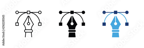Photography Pen tool curve path vector graphic design icon set