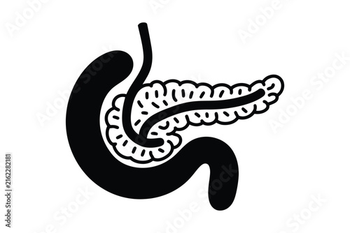 Stomach pancreas black icon for digestive system infographic.
