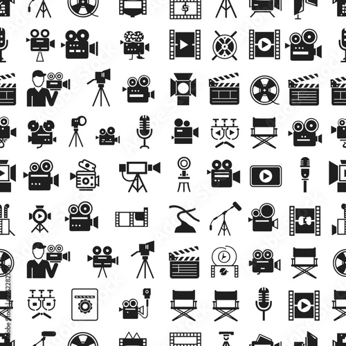 Grid Pattern of Cinema and Media Production Icons