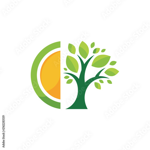 Half Sun and Half Tree Environmental Logo