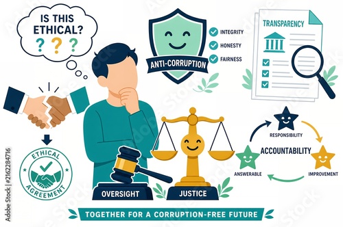 Man evaluating compliance and anti-corruption regulations for ethical corporate governance