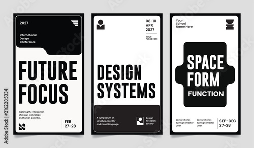 Minimalist Design Posters with Bold Typography for Future Events Vector Illustration