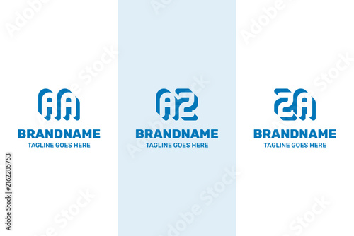 Letters AA AZ ZA Negative Space Logo Set