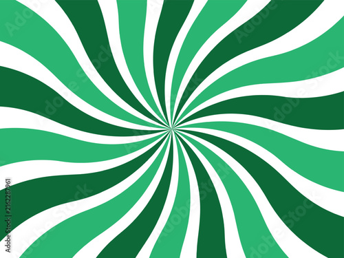 Abstract Green and White Spiral Swirl Background with Dynamic Curved Stripes
