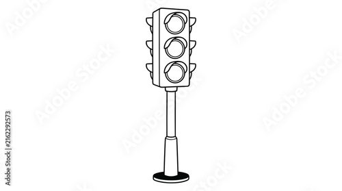 Traffic light sketch with three lenses stands on a white background