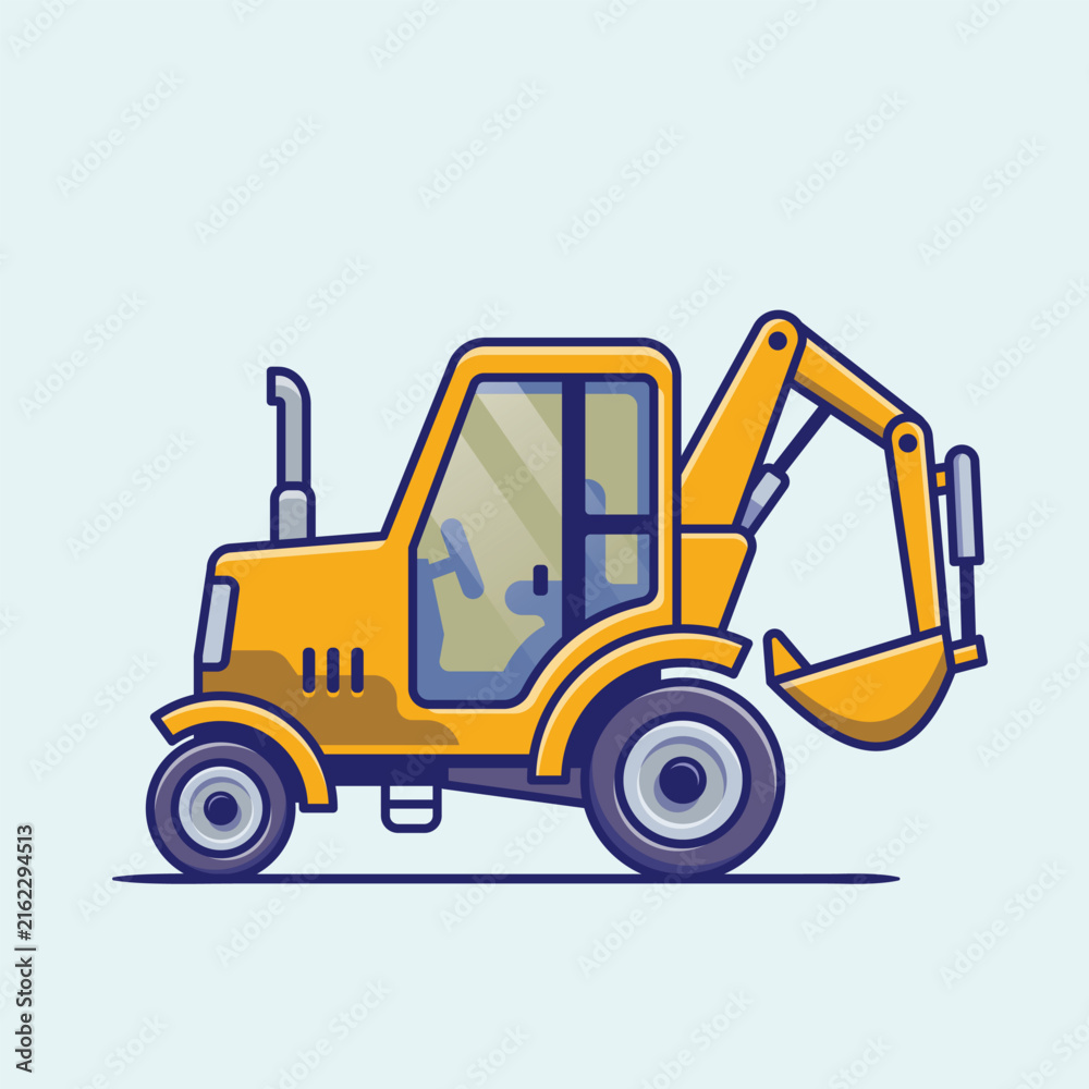 Fototapeta premium Yellow Construction Backhoe Loader