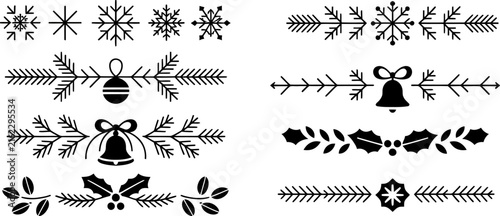 Fotografía Christmas decorative dividers and festive ornaments set