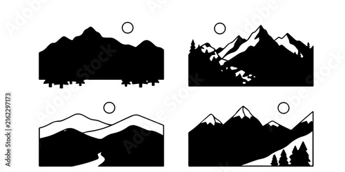 Mountain Landscape and Camping Gear Collection