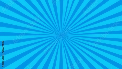 Bright blue comic book style sunburst background with radial stripes
