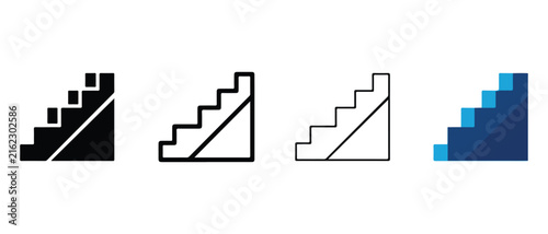 step and stair design icons with gradient color variations isolated on transparent background