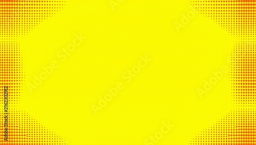 Abstract yellow frame with pixelated orange and red pattern edges