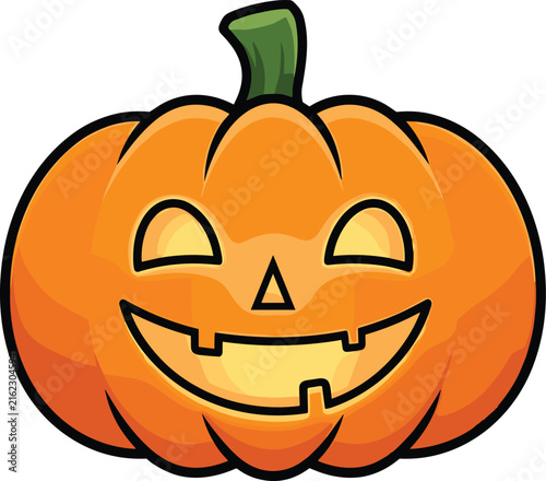 Smiling Halloween Jack O Lantern Pumpkin Cartoon Vector Illustration Isolated on White Background