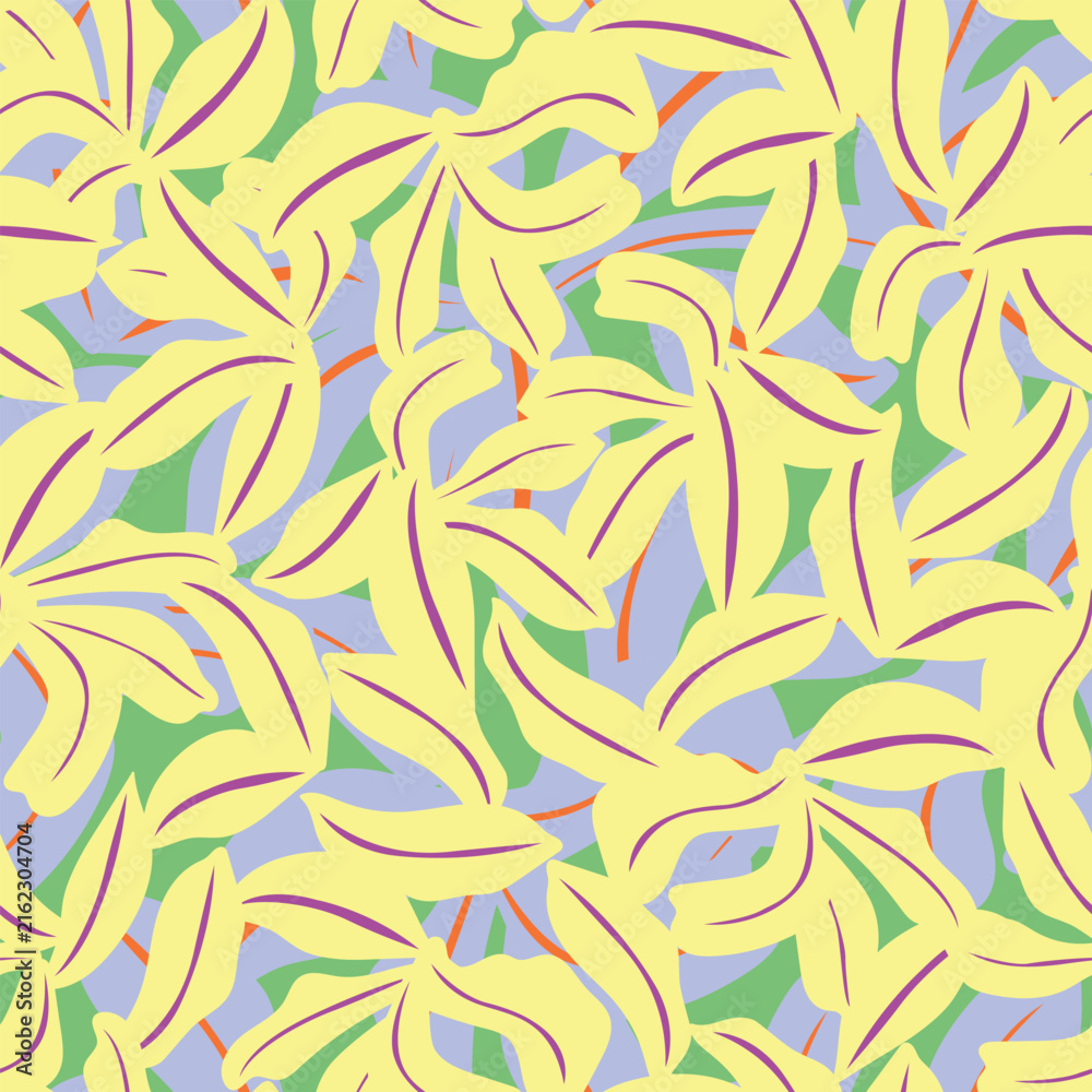 Fototapeta premium Yellow Botanical Floral seamless pattern design