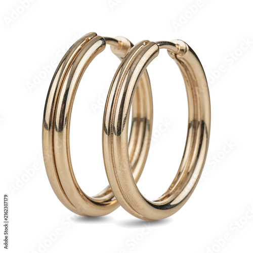 Gold Hoop Earrings Isolated Product