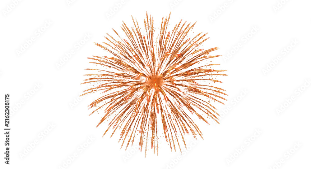 Obraz premium Bright orange firework exploding in a dazzling display against a white background