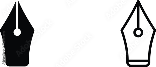 Pen Nibs in Flat Vector Illustration Style Featuring Nib, Writing Tool, Minimalist with Copy Space