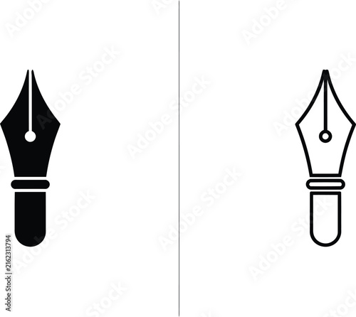 Pen Nibs in Flat Vector Illustration Style with Copy Space