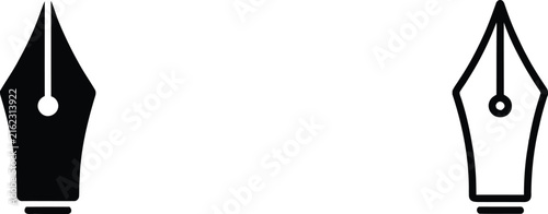 Pen Nibs with Ink Flow in Minimalist Flat Vector Style