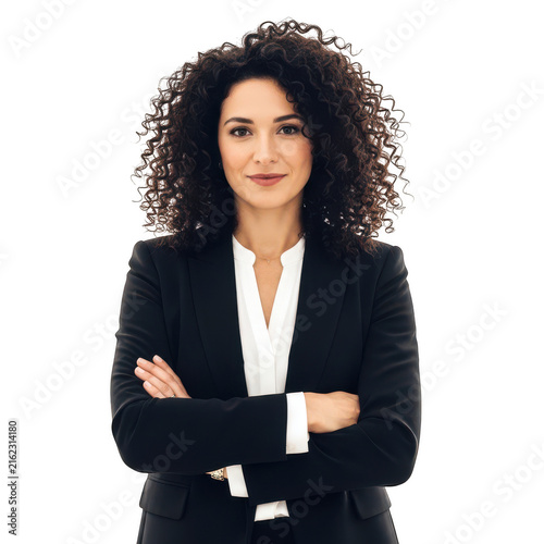 Confident professional woman standing arms crossed portrait