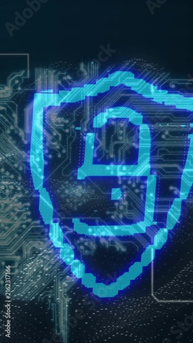Digital padlock on a shield