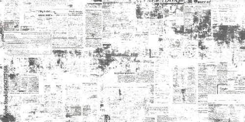 vintage newspaper collage texture background distress worn newsprint paper abstract black white collage layout print