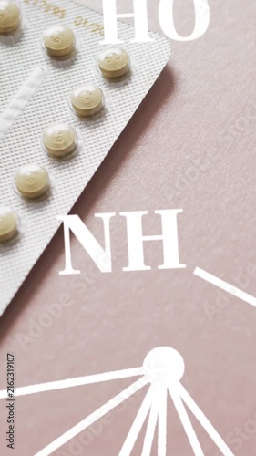 Animation of chemical structures over pills