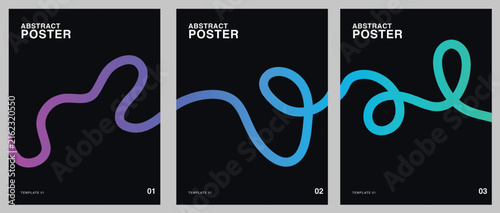 Abstract wavy gradient poster templates vector set modern fluid lines and colorful flowing shapes for flyer banner design
