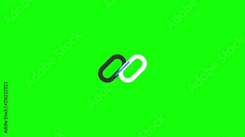 Green Screen Animation of Chain Link Icon for Connection and Technology.