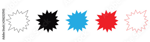 Set of colorful starburst explosion badge icons for discount sale promo stickers and burst labels isolated on white background vector illustration